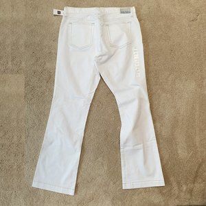 Long & Lean White Jeans w/ Tan stitching
